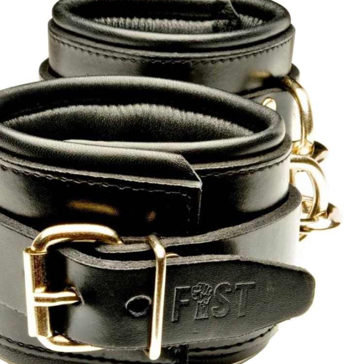 Fist Leather Wrist Cuffs • Black/Red