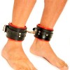 Fist Leather Ankle Cuffs • Black/Red