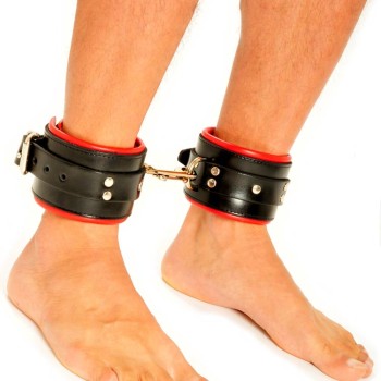 Fist Leather Ankle Cuffs • Black/Red